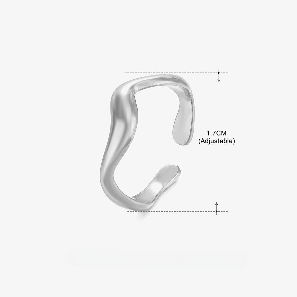 Wholesale Stainless Steel Irregular Shaped Adjustable Gold Plated Ring